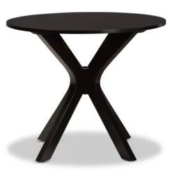 35" Kenji Wide Round Wood Dining Table - Baxton Studio