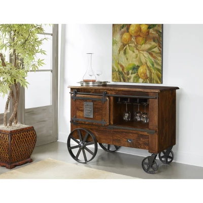Palmer 2 Doors And Drawers Wine Cart Brown - Treasure Trove Accents - Image 6