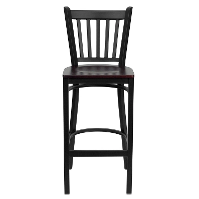 Emma And Oliver 2 Pack Vertical Back Metal Restaurant Barstool - Image 4