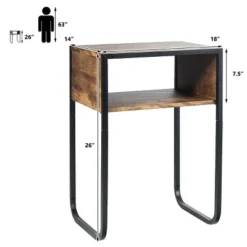 Costway Side Table Industrial Coffee Table W/Metal Frame Rustic End Table Nightstand