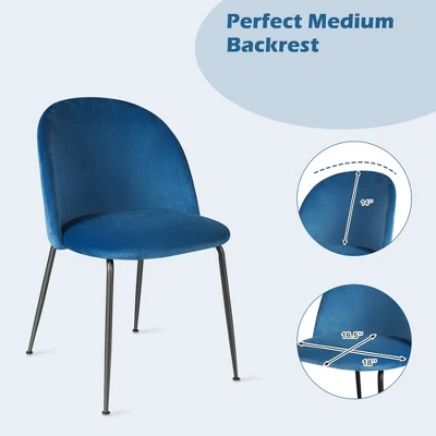 Tangkula Dining Chair Set Of 4 Upholstered Velvet Chair Set W/ Metal Base For Living Room - Image 3