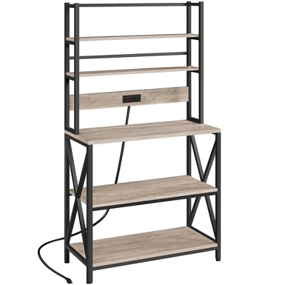 Yaheetech 5-Tier Kitchen Baker’s Racks With Power Outlets, Coffee Bar Station With Hutch - Image 8