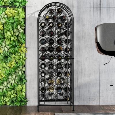 HOMCOM 45-Bottle Modern Wine Organizer Decorative Portable Wrought Iron Wine Rack Jail - Image 2