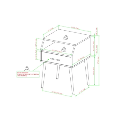 Modern 1 Drawer Angled Side Table - Saracina Home