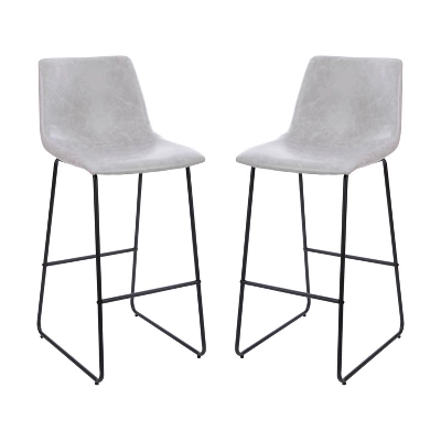 Merrick Lane 30 Inch Faux Bar Height Bucket Seat Stools, Set Of 2 - Image 18