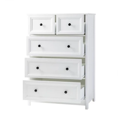 Farmhouse 5 Drawer Grooved Tall Storage Dresser White - Saracina Home - Image 11