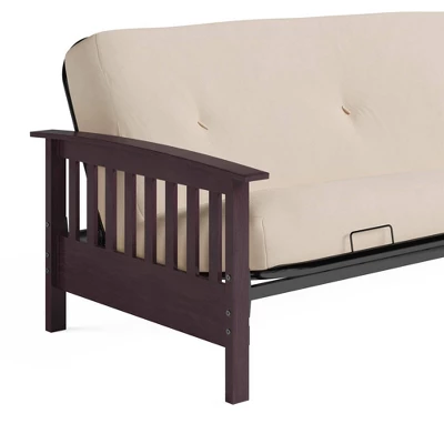 Full Size Holly Espresso Wood Arm Futon Frame With 6" Microfiber Mattress Tan - Room & Joy - Image 8