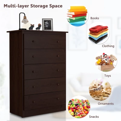 Costway 5 Drawer Dresser Functional Storage Organizer Closet - Image 5