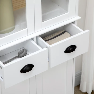 HOMCOM 61" Freestanding Kitchen Pantry, Storage Cabinet With Soft Close Doors, Adjustable Shelves, And 2 Drawers, White - Image 4