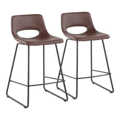 Set Of 2 Robbi Steel/Faux Leather Counter Height Barstools - LumiSource - Image 9