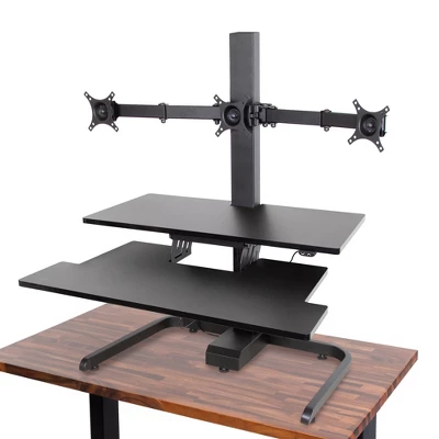 Techtonic Electric 3 Arm Monitor Mount Standing Desk - Sit To Stand Desk Converter With Keyboard Tray β Black β Stand Steady - Image 8