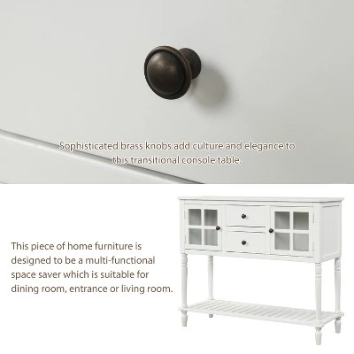 Farmhouse Double Door Console Table With Bottom Shelf And Drawers-ModernLuxe - Image 6