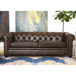 Keswick Tufted Leather Sofa Brown - Abbyson Living