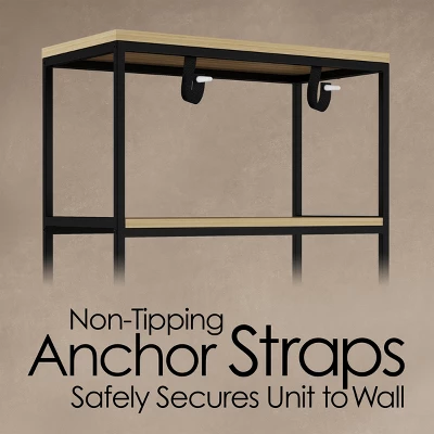 Hastings Home 5-Tier Open Bookshelf β Industrial Bookcase With Steel Frame, Black - Image 3