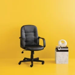 Office Chair Bonded Leather Black - Room Essentialsā¢