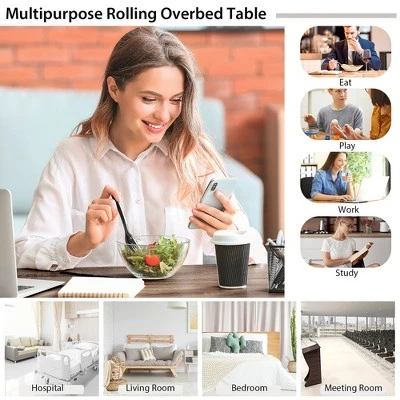 Costway Mobile Standing Desk Pneumatic Adjustable Overbed Table Rolling Laptop Cart - Image 4