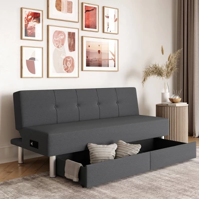 Wilton Dream Convertible Futon Sofa Bed Charcoal - Serta - Image 3