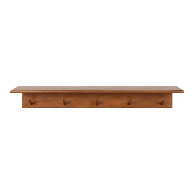 36" X 5" Alta Wood Shelf With 5 Posts Walnut Brown - Kate & Laurel All Things Decor