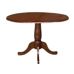 29.5" Lyla Round Dual Drop Leaf Pedestal Extendable Dining Table Espresso Brown - International Concepts