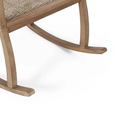 Welby Outdoor Acacia Wood/Wicker Rocking Chair Light Brown - Christopher Knight Home - Image 7