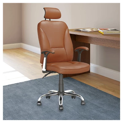 Workspace Executive Office Chair Leatherette Light Brown - CorLiving - Image 3