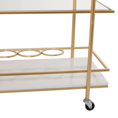 Glam Marble Bar Cart Gold - Olivia & May - Image 3