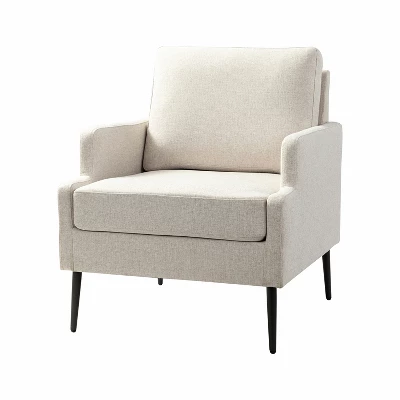 Leandes Mid-century Armchair With Tapered Metal Legs For Living Room And Bedroom | KARAT HOME - Image 13