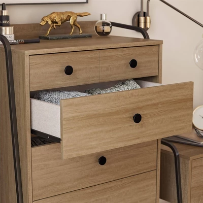 Bushwick Tall 5 Drawer Dresser Natural - Novogratz - Image 3