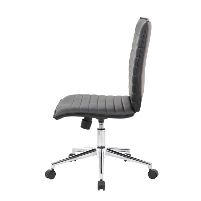 Armless Task Chair Black Vinyl - Boss Office Products - Image 5