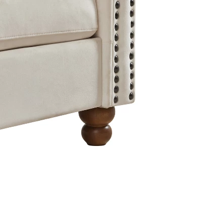 80.3" Classic Upholstered Sofa, Chesterfield Tufted Fabric Sofa Couch-ModernLuxe - Image 6