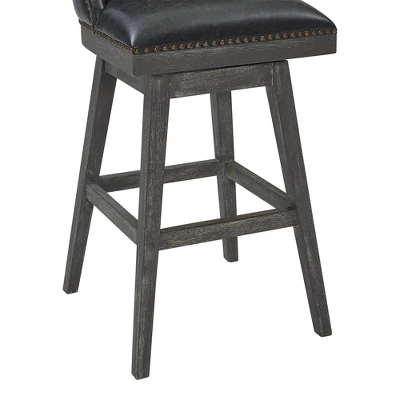 30" Journey Faux Leather Wood Swivel Barstool Gray Onyx - Armen Living - Image 5