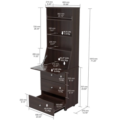 Computer/Credenza Work Center Espresso - Inval - Image 5