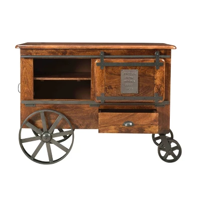 Palmer 2 Doors And Drawers Wine Cart Brown - Treasure Trove Accents - Image 3
