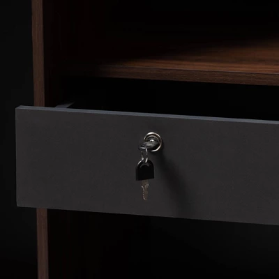 7 Shelf Wardrobe Rikke Two-Tone Wood Storage Cabinet Brown - Baxton Studio - Image 5