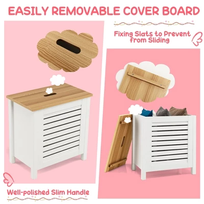 Costway Wooden Toy Storage Organizer Kids Toy Chest W/Lid For Kindergarten Bedroom White - Image 8