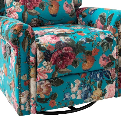 Set Of 2 Franciscus Manual Swivel Transitional Glider Recliner With Nailhead Trims And Swivel Base | KARAT HOME - Image 9