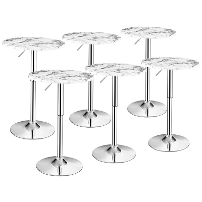 Costway 6PCS Round Bistro Bar Table Height Adjustable 360-degree Swivel WhiteBlack - Image 11
