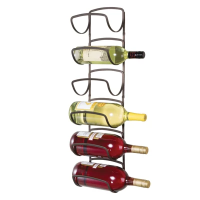 MDesign Modern Decorative Metal Wine Bottle Storage Organizer Rack - Image 8