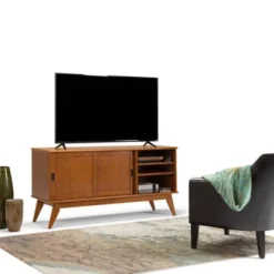 Tierney Solid Hardwood Mid Century Medium TV Stand For TVs Up To 66" Dark Brown - WyndenHall