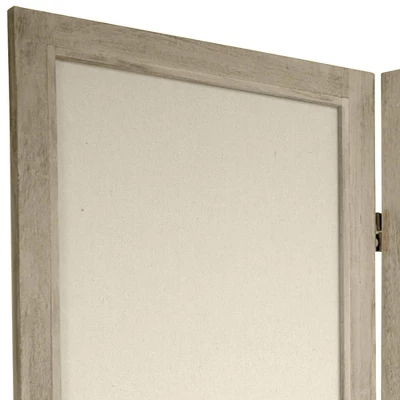 5 1/2 Ft. Tall Open Lattice Fabric Room Divider - Burnt Cream (3 Panels)