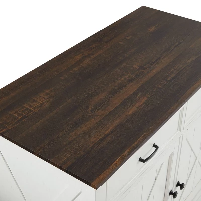 Clifton Kitchen Island With Camille Stools Distressed White/Black - Crosley - Image 13