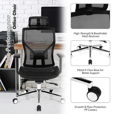 Costway Ergonomic Office Chair High-Back Mesh Chair W/Adjustable Lumbar Support - Image 3