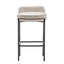 Modern Mid-Back Counter Height Barstool Faux Leather - WOVENBYRD