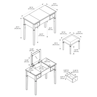 Camden Vanity Set Black Cherry - Linon - Image 15
