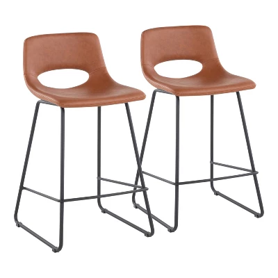 Set Of 2 Robbi Steel/Faux Leather Counter Height Barstools - LumiSource - Image 10