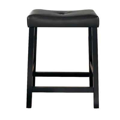 Set Of 2 24" Upholstered Saddle Seat Counter Height Barstools Black - Crosley - Image 2