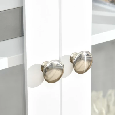 HOMCOM Sideboard, Buffet Cabinet With Adjustable Shelves, Credenza With 4 Glass Doors, White - Image 5