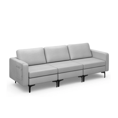 Costway Modern Modular 3-Seat Sofa Couch W/ Side Storage Pocket & Metal Leg - Image 11