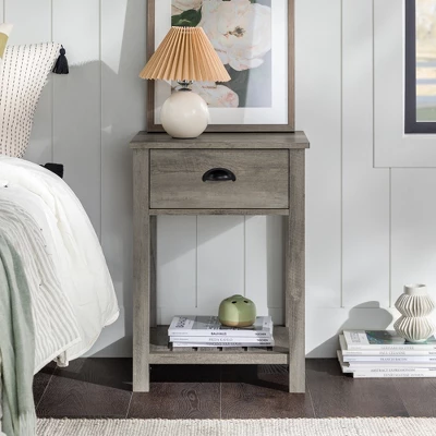 June Rustic Transitional Square Nightstand With Lower Shelf - Saracina Home - Image 3