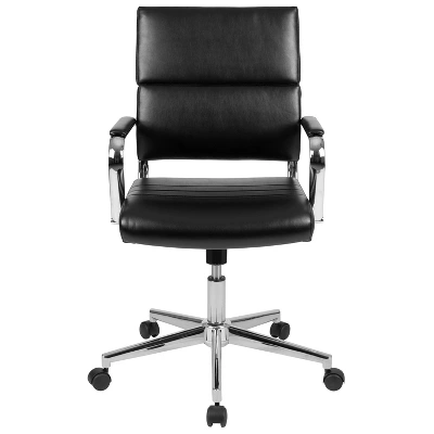 Emma And Oliver Mid-Back LeatherSoft Contemporary Panel Executive Swivel Office Chair - Image 2